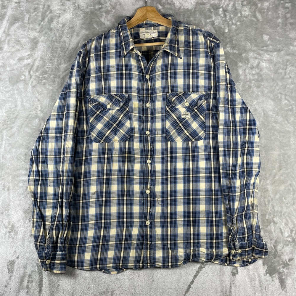 Vintage Ralph Lauren Denim Supply Flannel Shirt Mens XXL Gusset Catseye 1940s